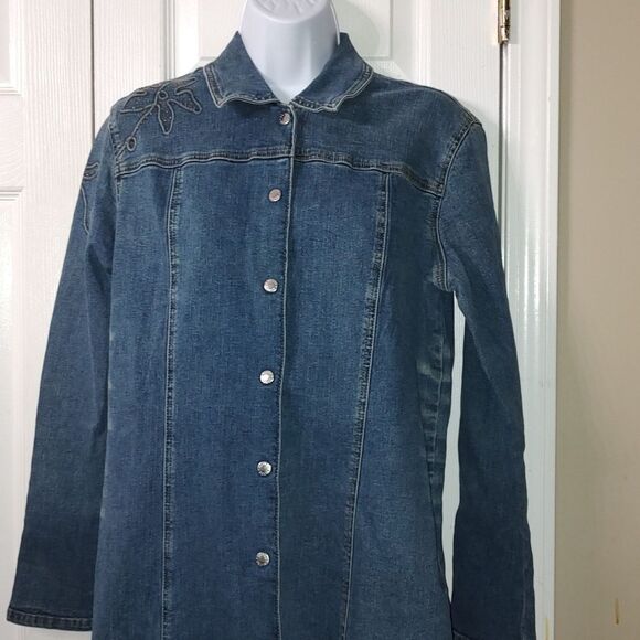 Vintage Carolina Blues snap down denim jean dress Sz XL - Picture 3 of 7